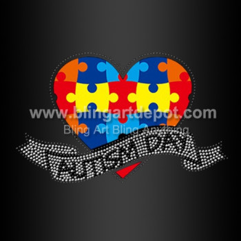 Autism Day Rhinestone Transfers Support Love Care